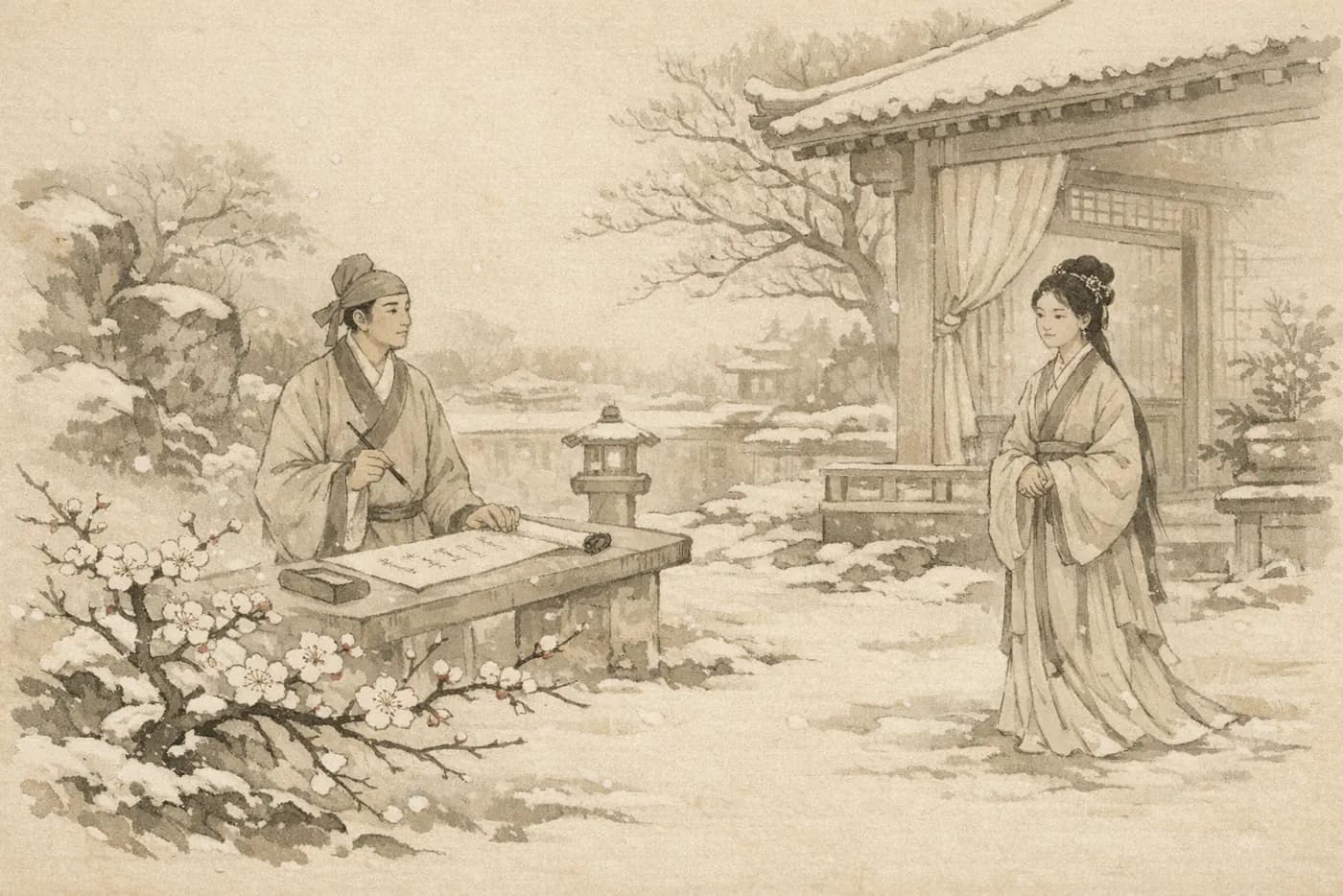 雪梅招亲典故配图