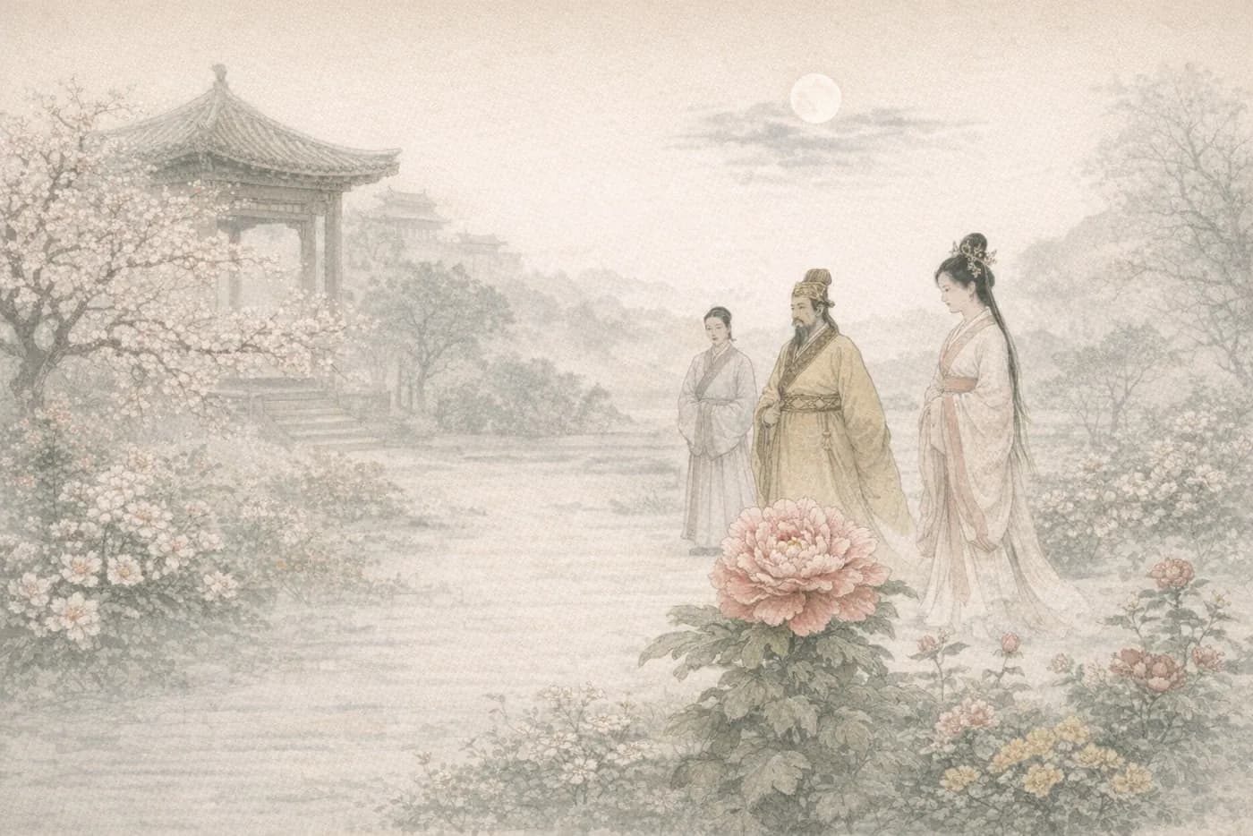 唐天宝评花典故配图