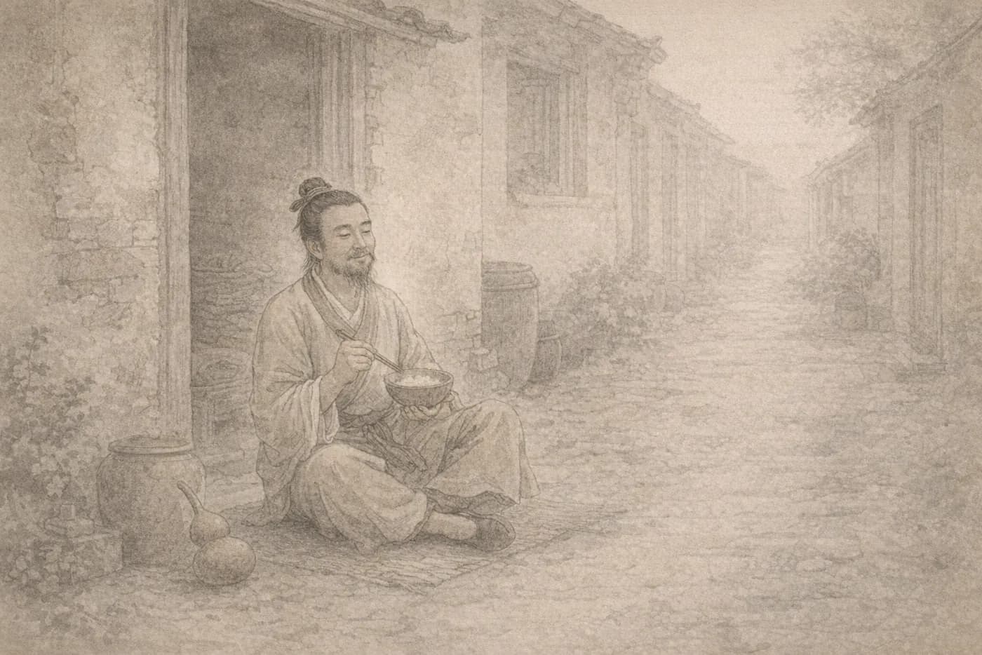 颜回乐道安贫典故配图