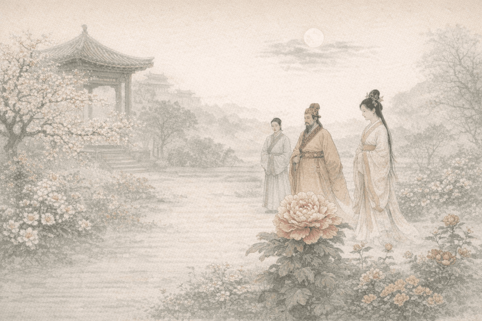 唐天宝评花典故配图