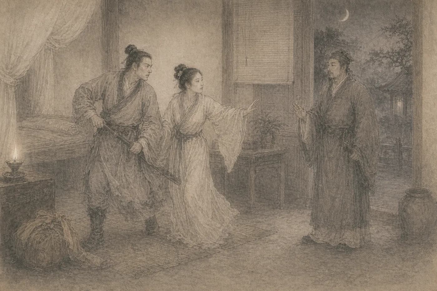 红拂女私奔典故配图